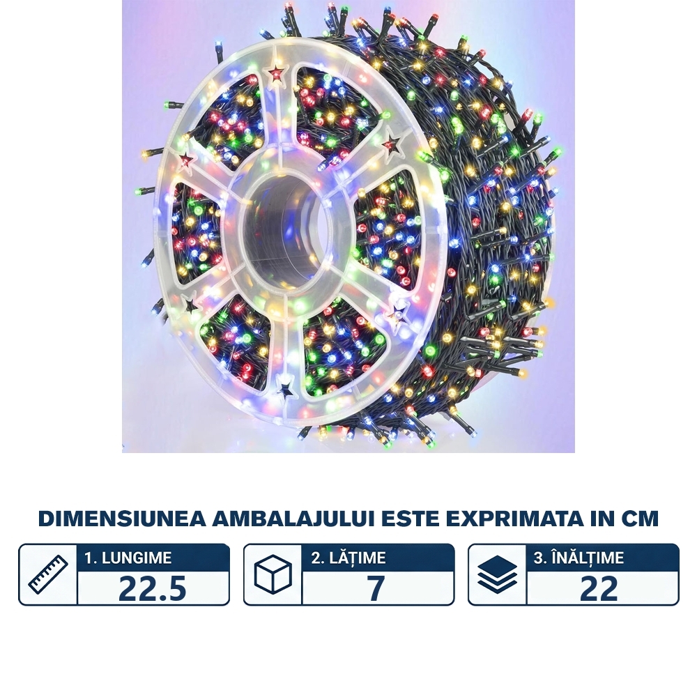 Instalatie pom Craciun, 240 becuri, 50 m, Multicolora - imagine 2