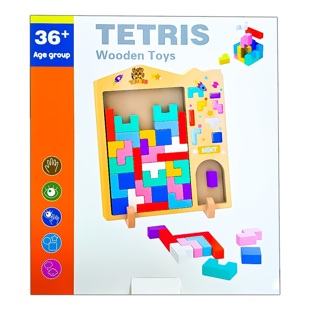 Joc Tetris, din lemn - imagine 3