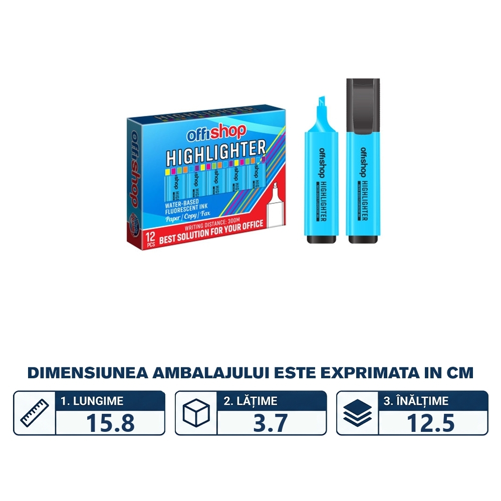 Textmarker fluorescent albastru - OFFISHOP - imagine 2