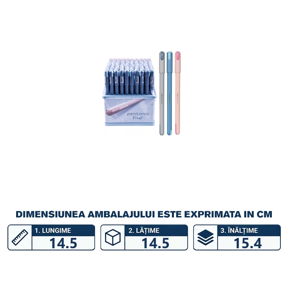 Pix Pentonic Frost, cu gel, 100 buc/display, mina scriere - culori asortate, 0.7 mm - LINC - imagine 2
