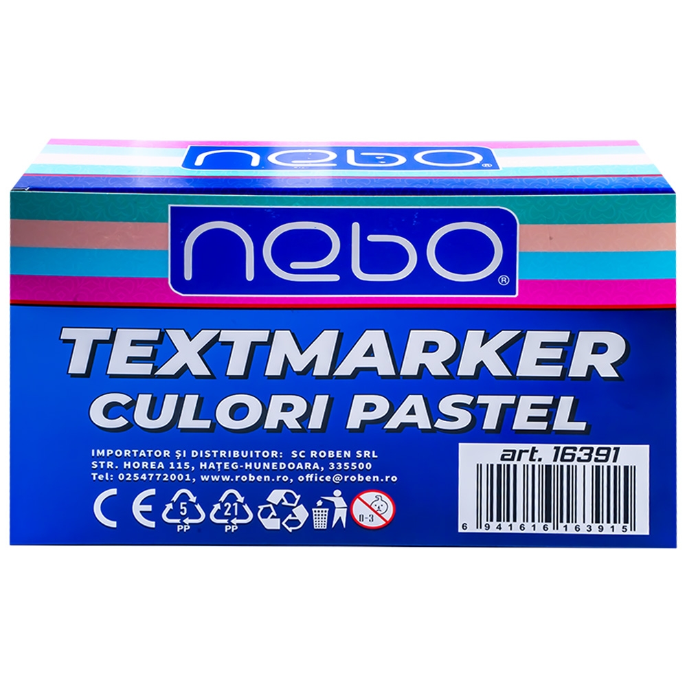 Textmarker culori pastel, 12 buc/set - NEBO - imagine 5