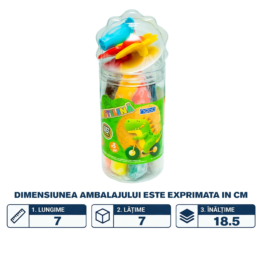 Set creativ plastilina, Dinozaur, 16 culori - NEBO - imagine 2