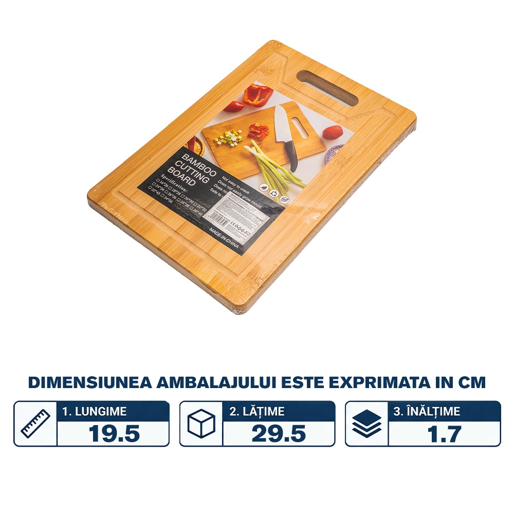 Tocator din bambus, 19,5x29,5x1,7 cm - imagine 2