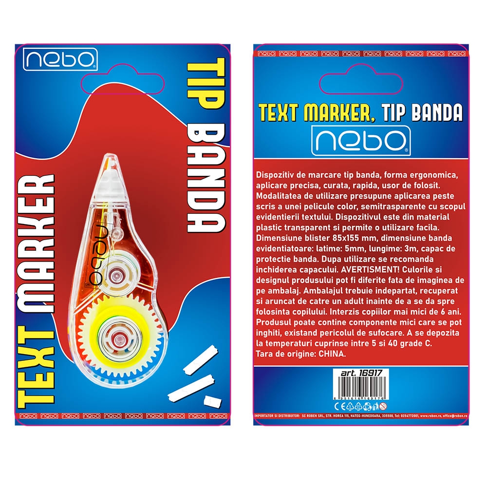 Text marker, tip banda, 5mmx3m - NEBO - imagine 5