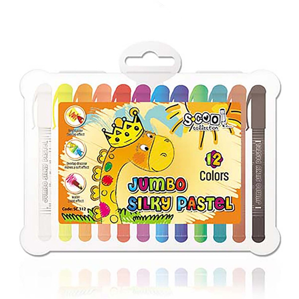 Creioane pastel Jumbo, Lavabile, 12culori/set - S-COOL - imagine 4
