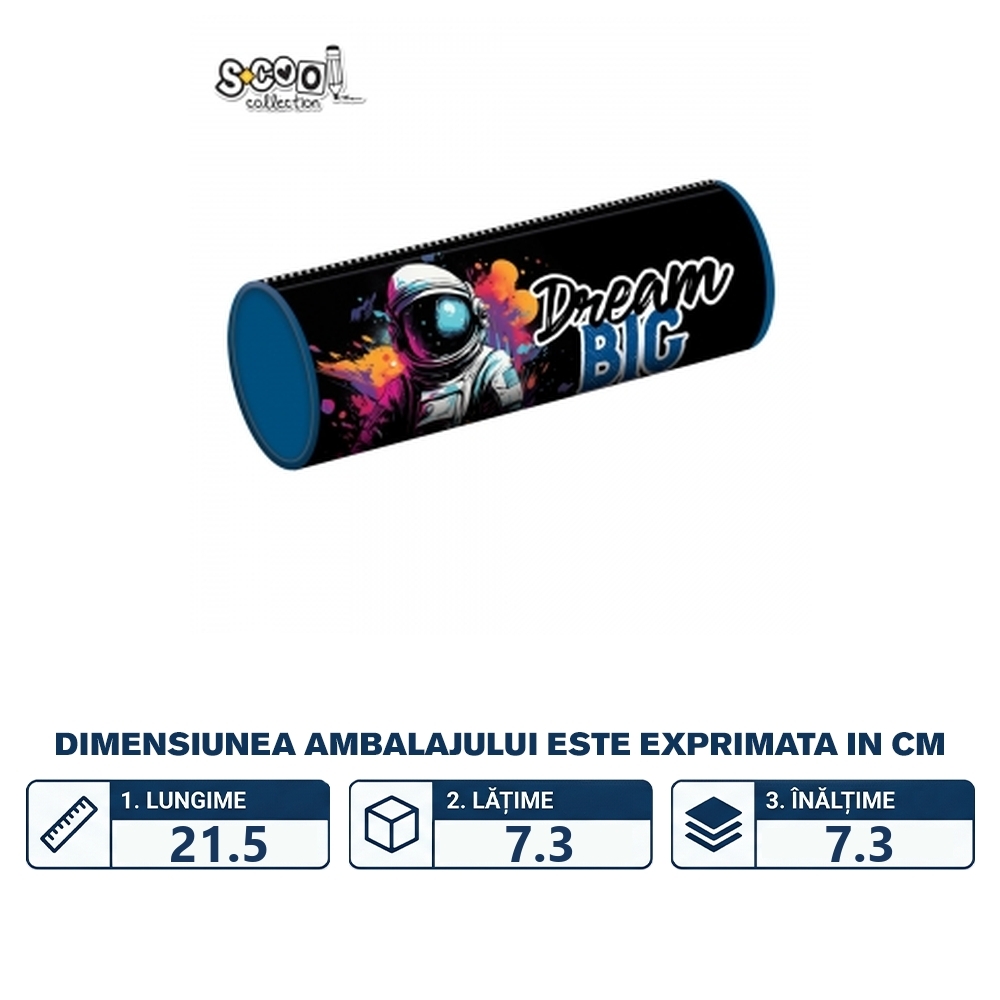 Penar borseta tubular, 1 fermoar, DREAM BIG, 21.5x7.3 cm - S-COOL - imagine 2