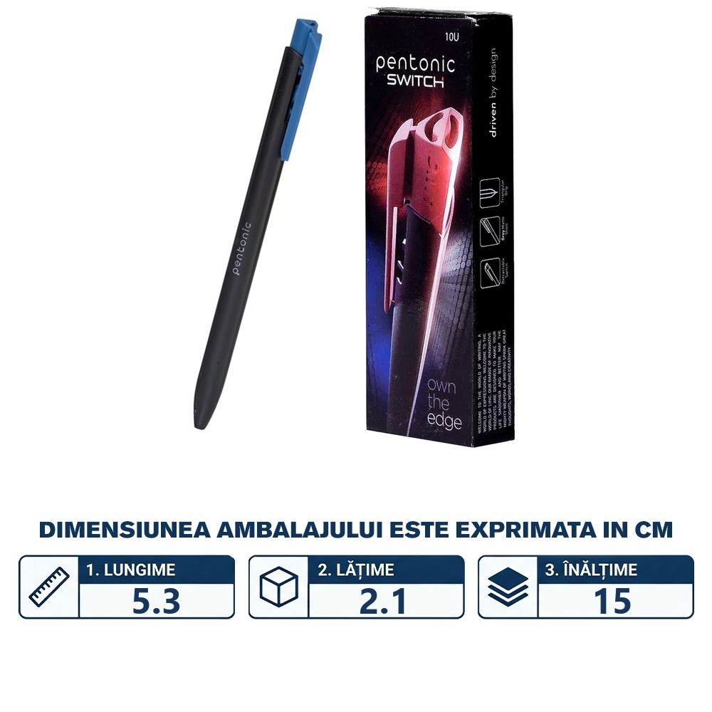 Pix Pentonic Switch, mina albastra, 0.7 mm - LINC - imagine 2