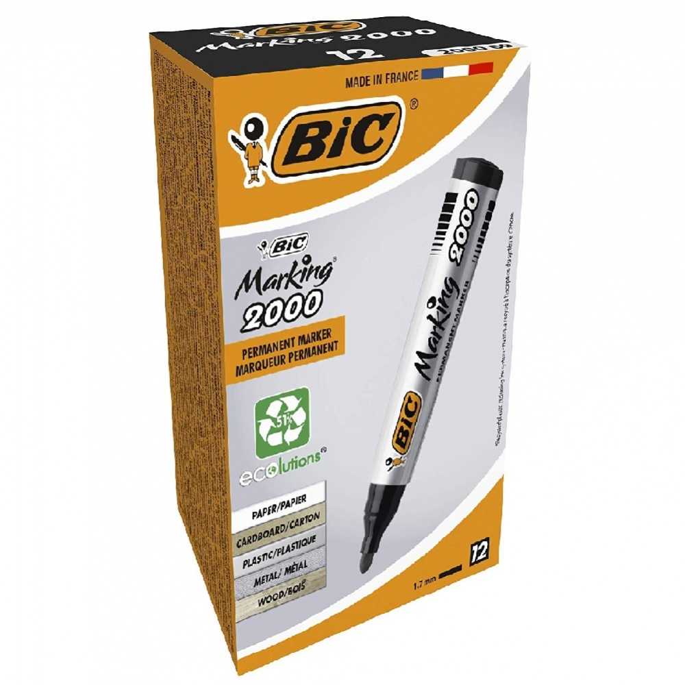 Marker permanent 2000 negru 12/cutie - BIC - imagine 2