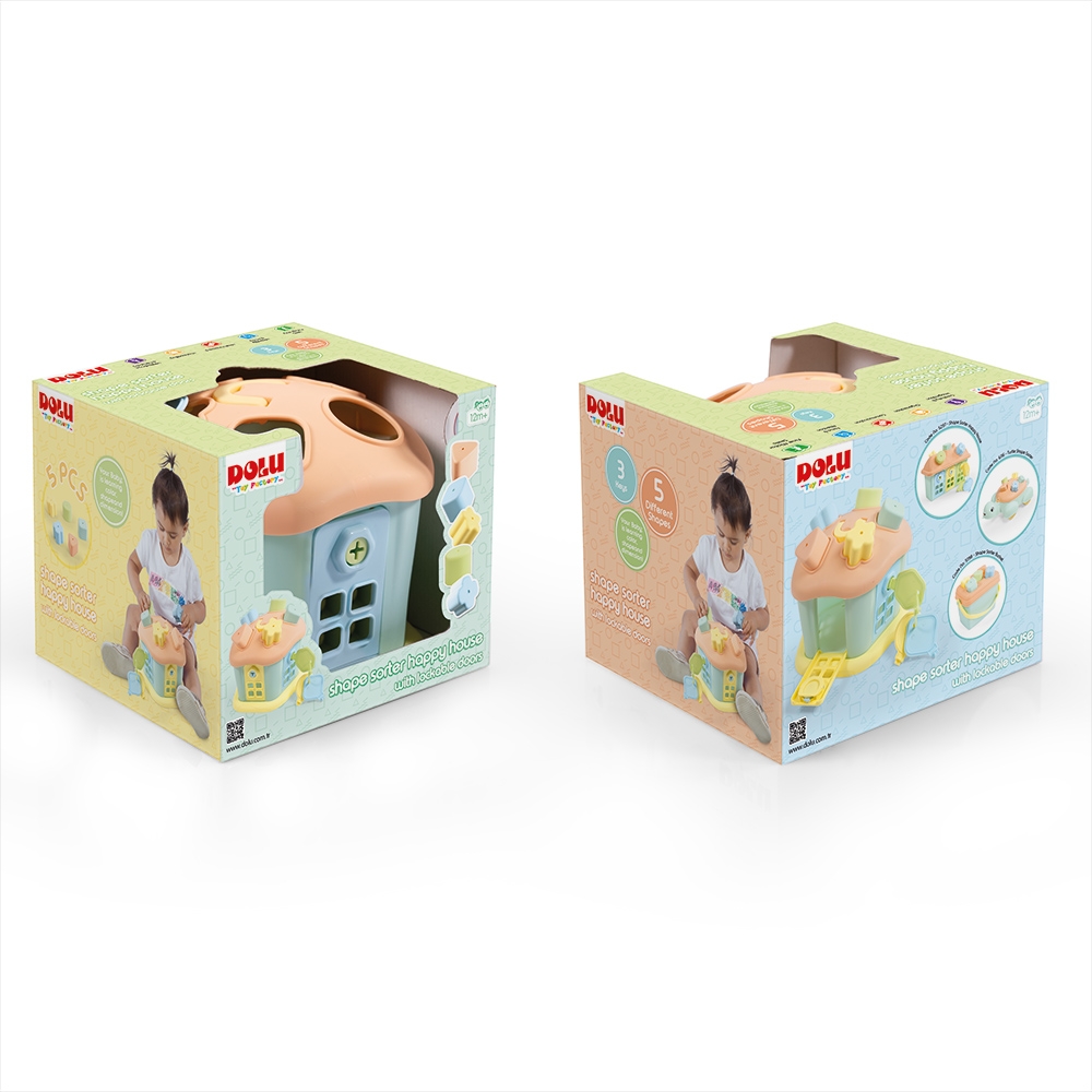 Jucarie bebelusi, Sortator tip Casuta, cu forme si chei, Pastel - Dolu - imagine 3