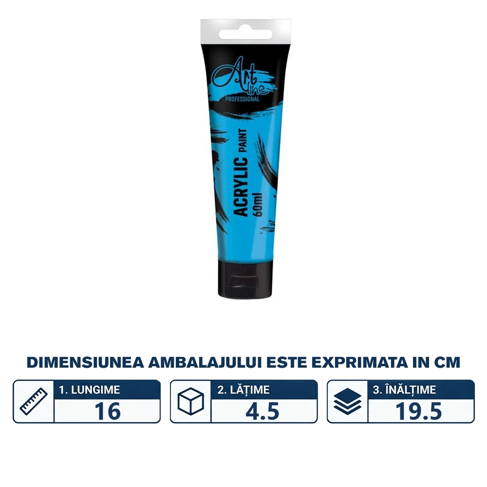 Vopsea acrilica Art, 60 ml, 6buc/set, BLUE CERULEAN - ARTLINE - imagine 2