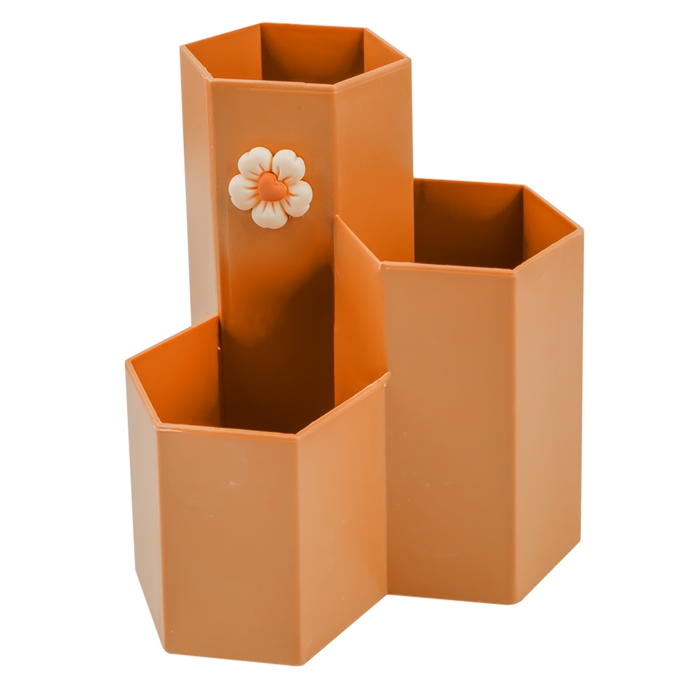 Suport birou 3 compartimente, cu floare - imagine 5