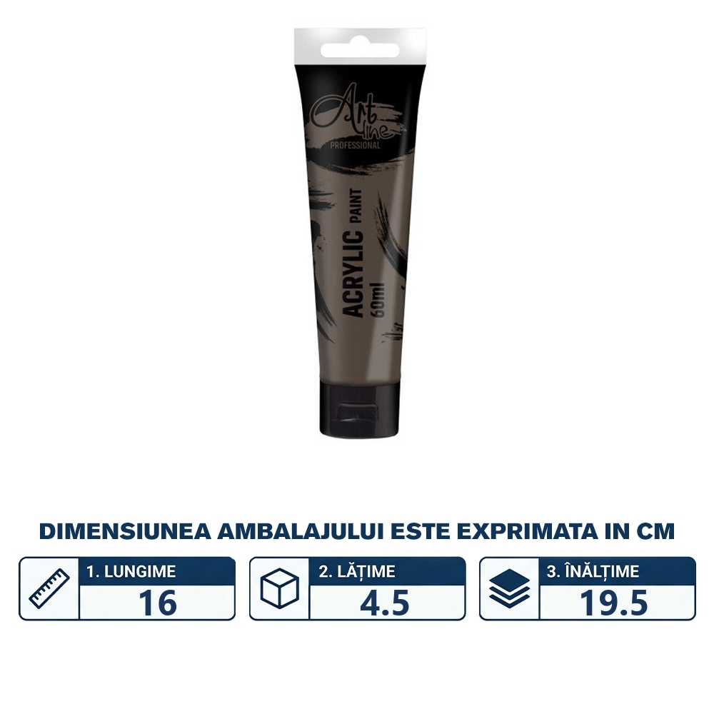Vopsea acrilica Art, 60 ml, 6buc/set, BURNT UMBER - ARTLINE - imagine 2