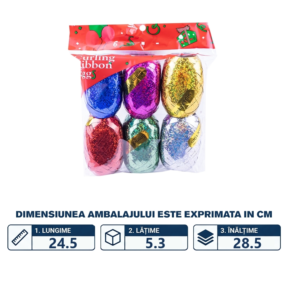 Rafie pentru legat baloane, 5mmx10m, 6 buc/set - imagine 2