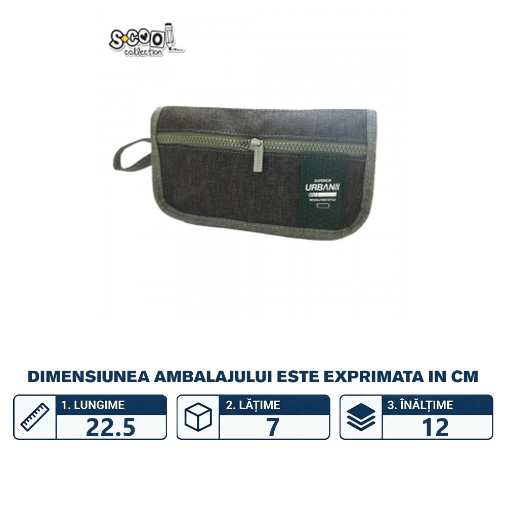 Penar borseta Urban, 2 fermoare, GREEN, 22.5x7x12 cm - S-COOL - imagine 2