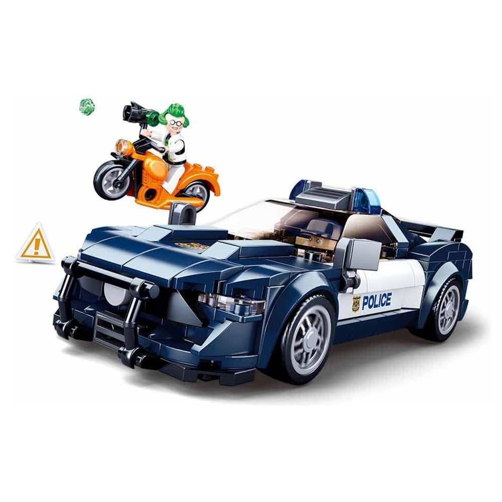Set de constructie Police, 284 piese, Urmarire cu masina politiei - Sluban - imagine 4
