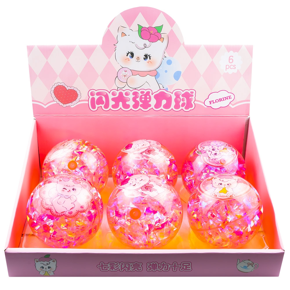 Minge cauciuc, cu led, 10 cm - Pisica/Confetti - imagine 4