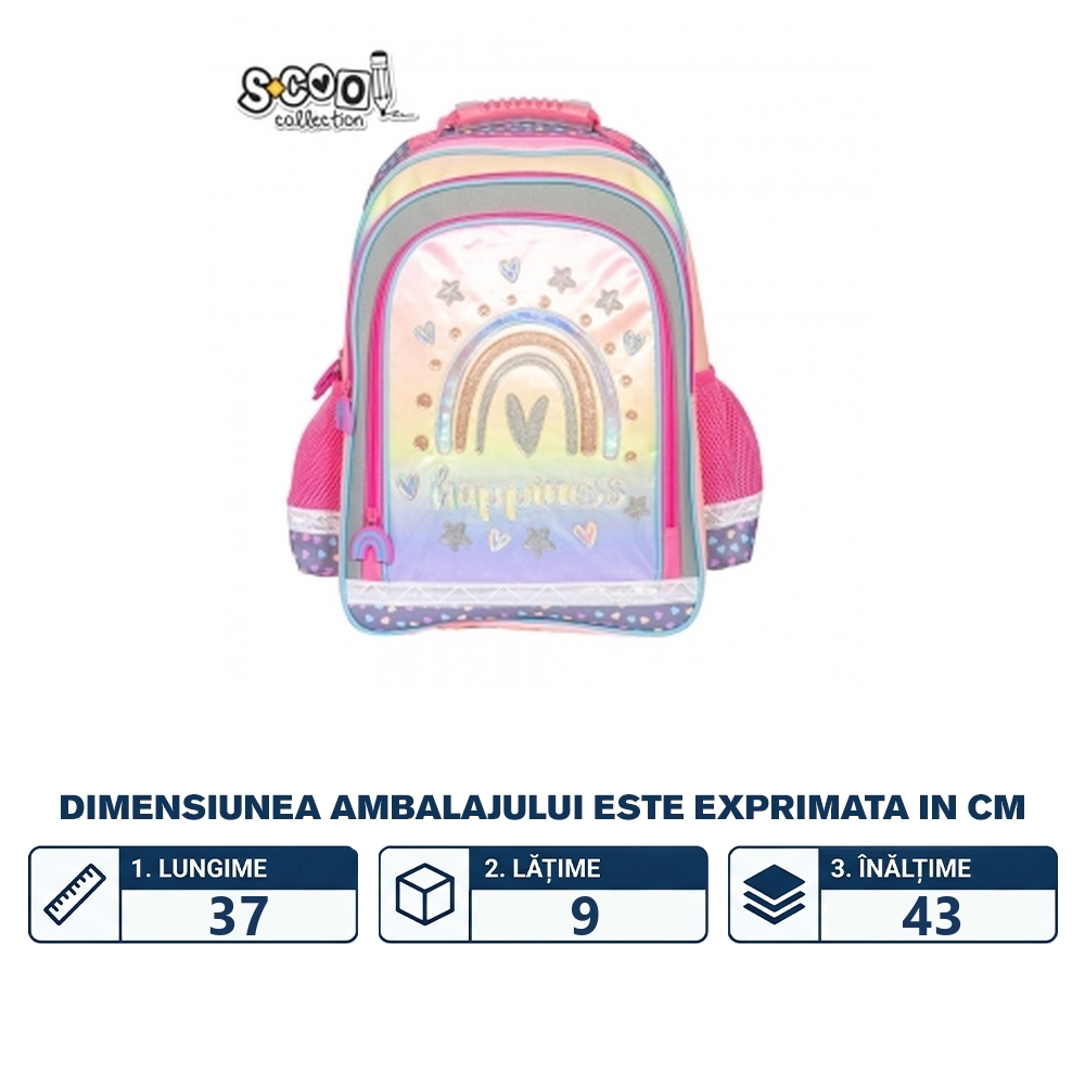 Ghiozdan ergonomic HAPPINESS, 40.5x29x13.5 cm - S-COOL - imagine 2