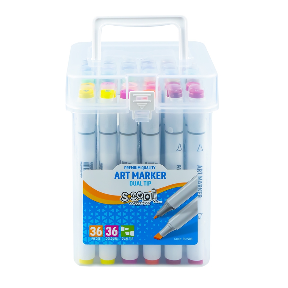 Markere cu 2 capete, 6mm-3mm, 36 cul/set - S-COOL - imagine 3