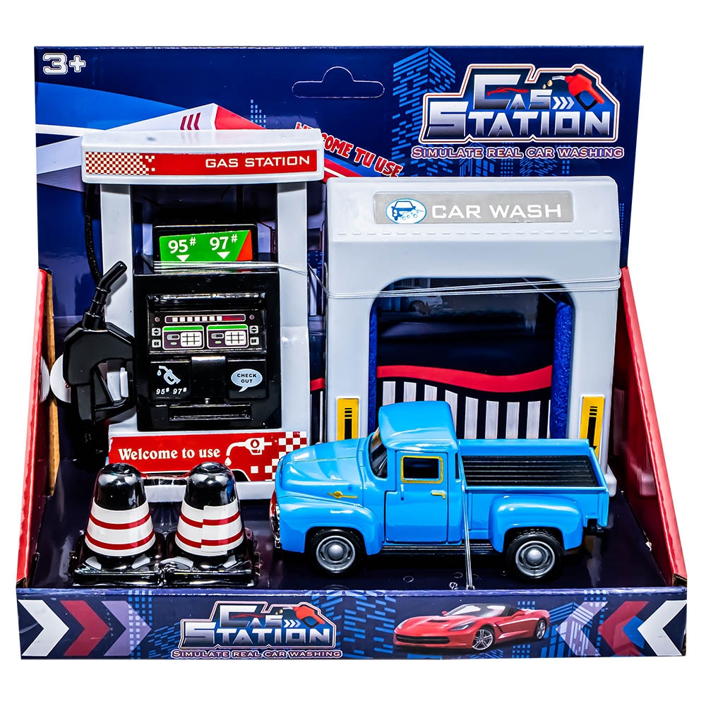 Benzinarie cu spalatorie + camioneta, 5 piese/set