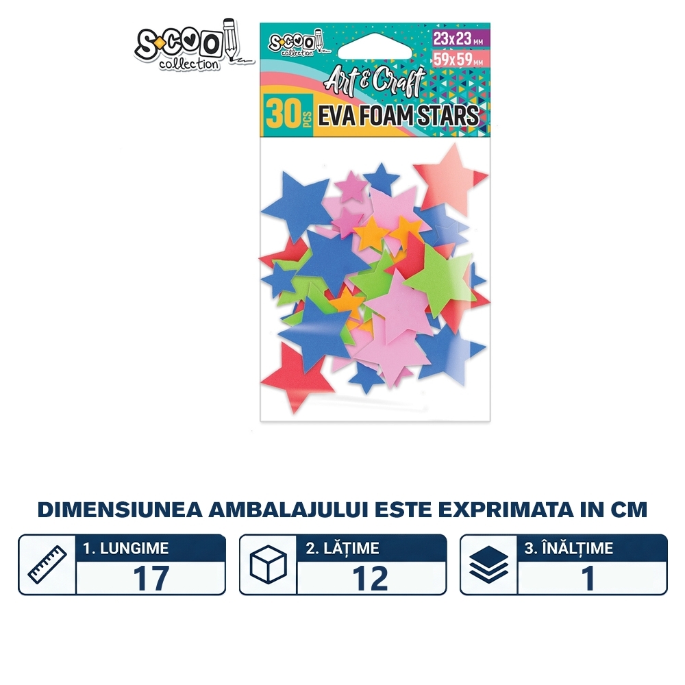 Accesorii craft, stelute spuma EVA, 30 buc/set - S-COOL - imagine 2