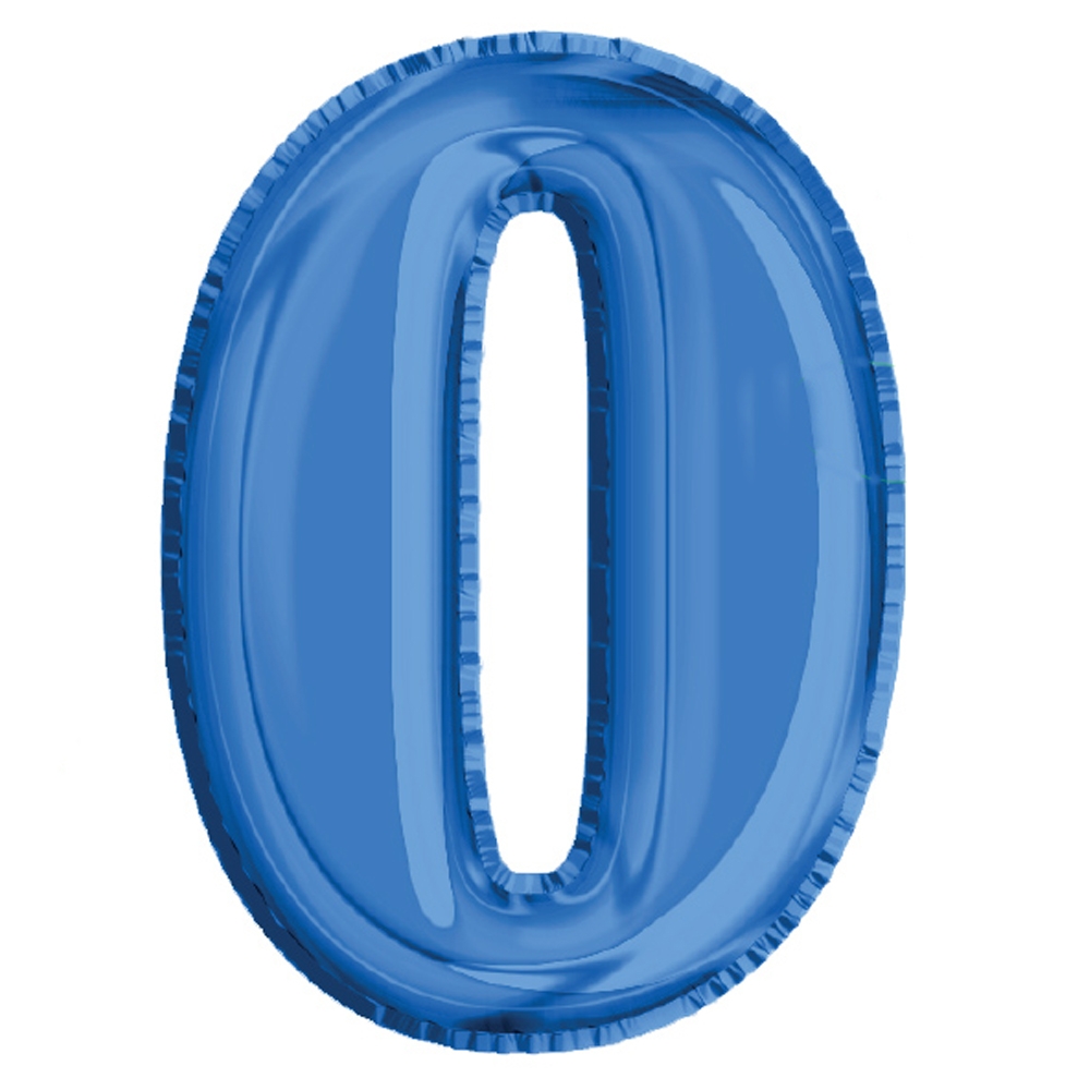Balon, folie aluminiu, albastru, cifra 0, 81 cm - imagine 2