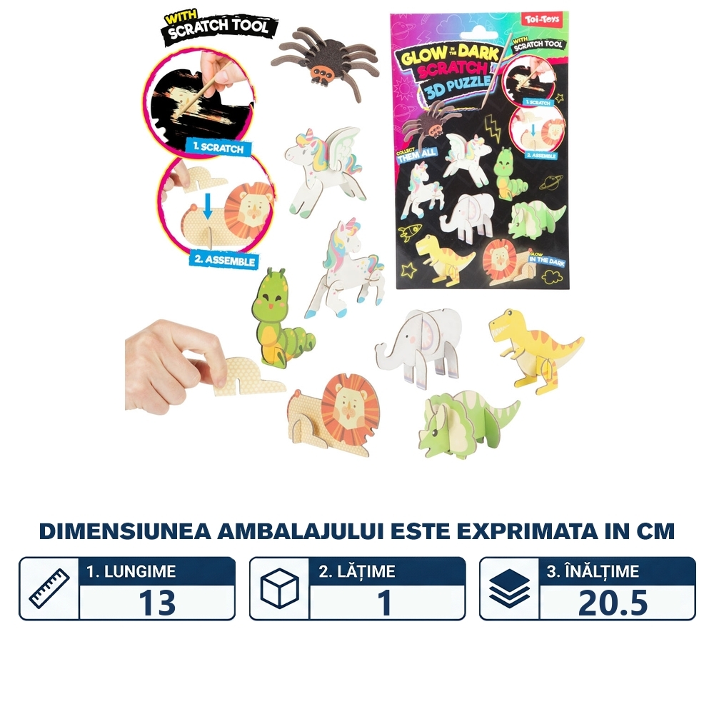Puzzle din lemn, Razuieste si descopera - Toi-Toys - imagine 2