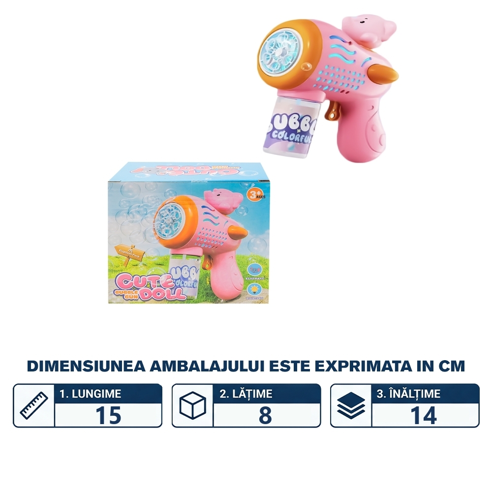 Pistol baloane de sapun, cu baterii, Elefant - imagine 2