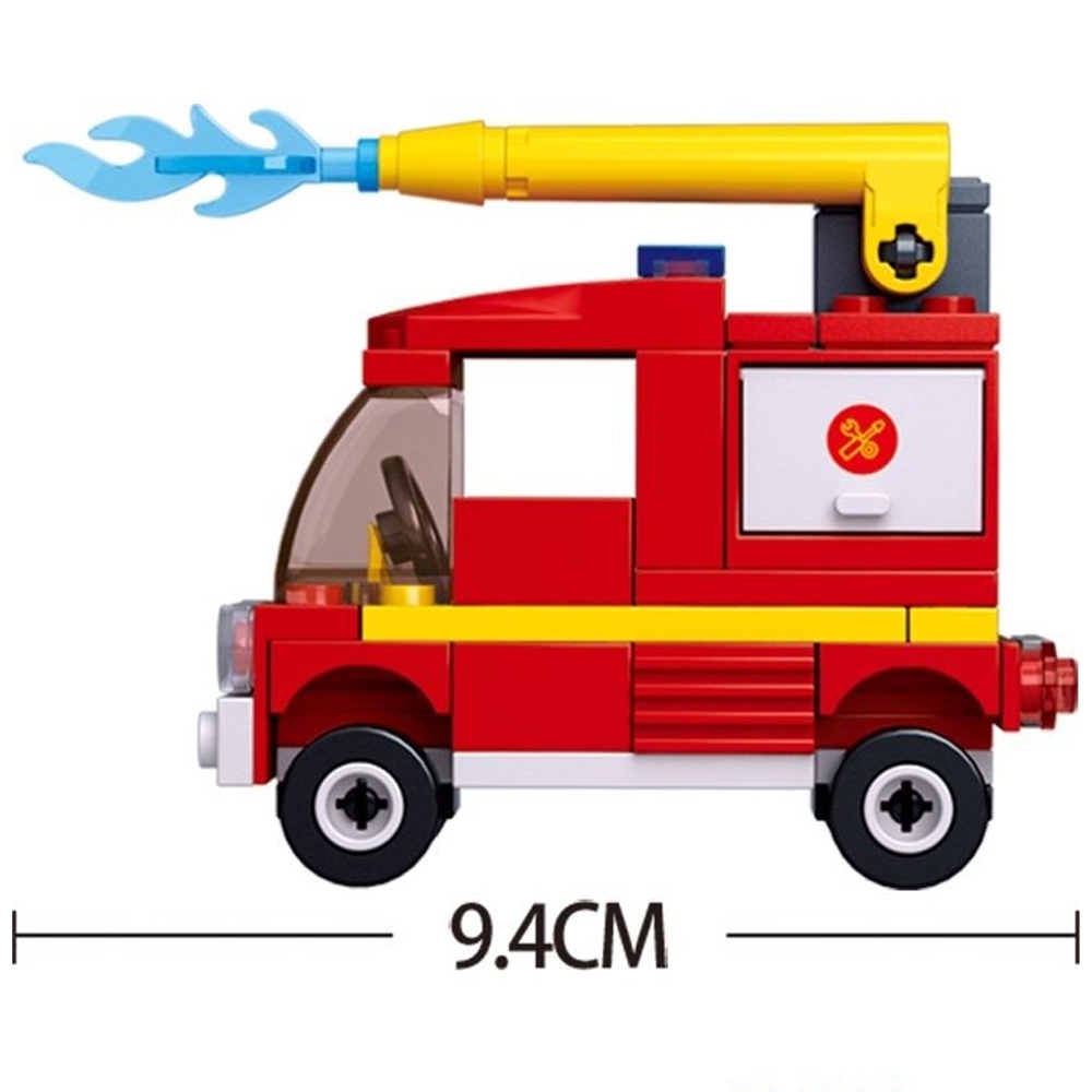 Set de constructie Fire, 75 piese, Autospeciala pompieri, mica - Sluban - imagine 5