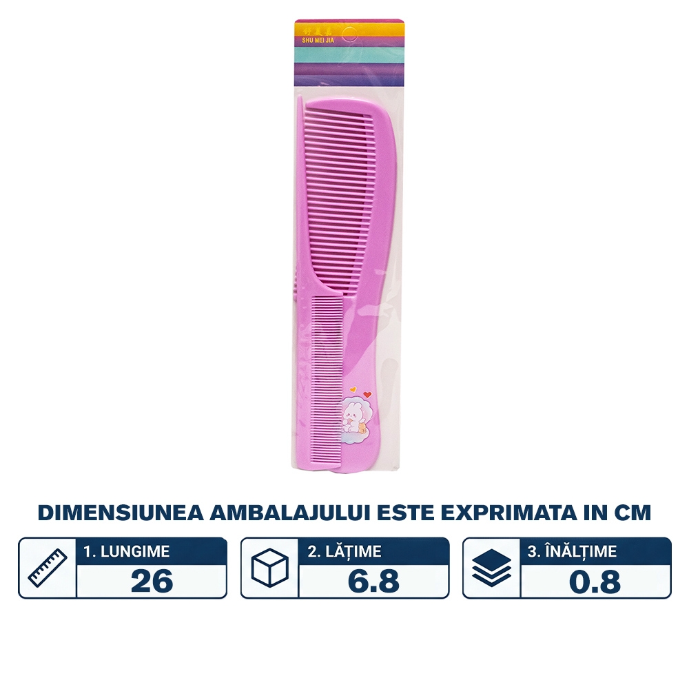 Pieptan cu maner, color, 2 buc/set - imagine 2