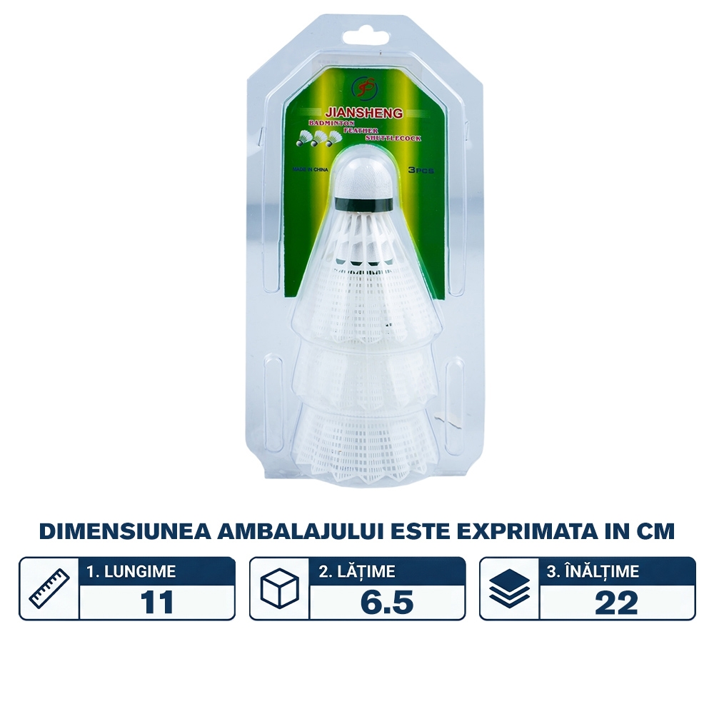 Fluturasi badminton din plastic, 3 buc/set - imagine 2