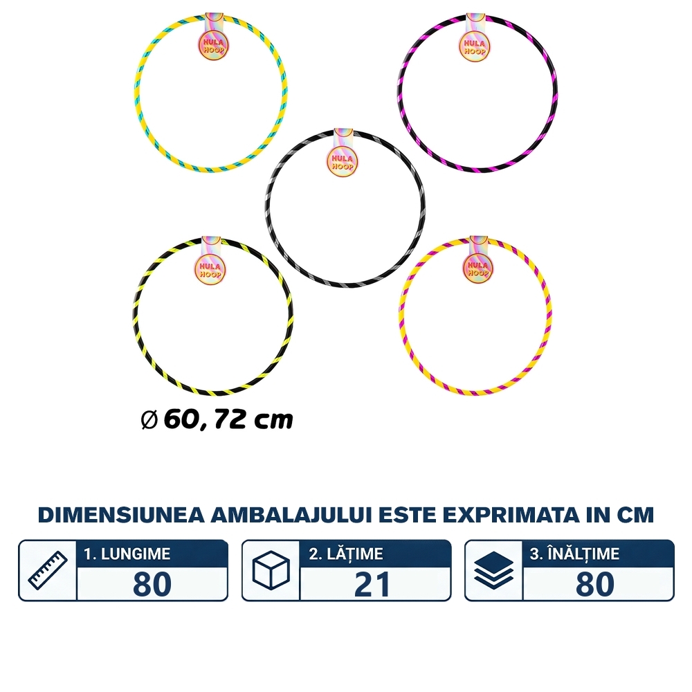 Cerc Hula Hoop, glitter, 60-72 cm, 36 buc/set - imagine 2