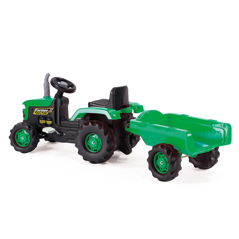 Tractor cu pedale si remorca/verde/53x143x45 - Dolu - imagine 3