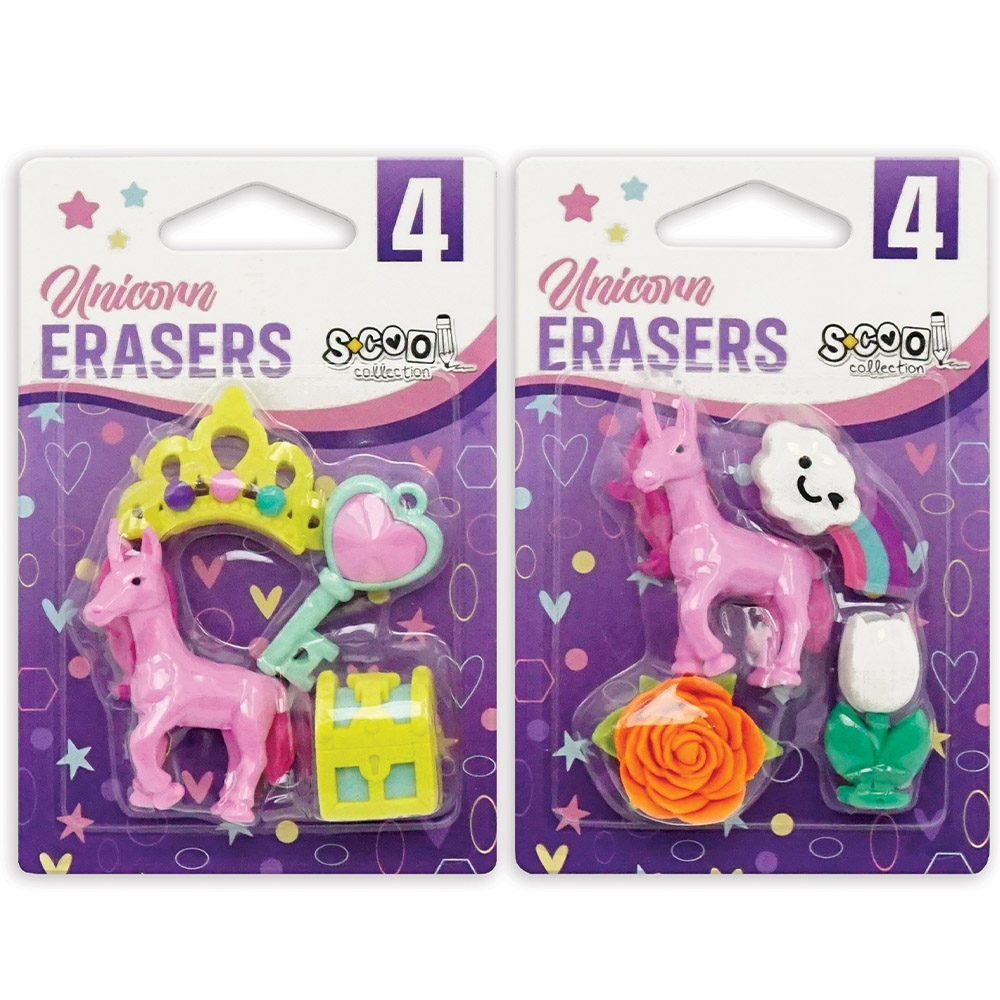 Radiere color, model Unicorn, 4buc/blister - S-COOL