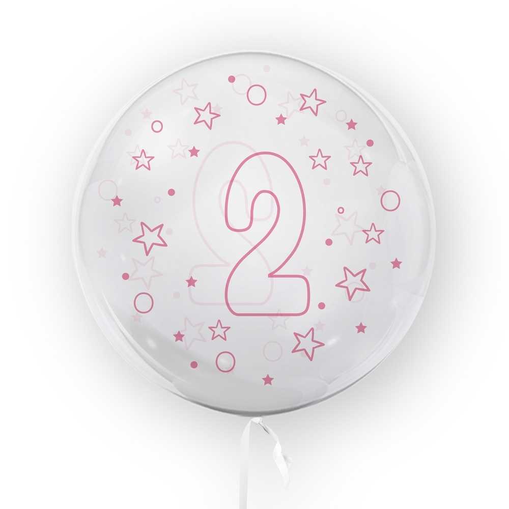 Balon transparent, 45 cm - cifra 2, fete - TUBAN