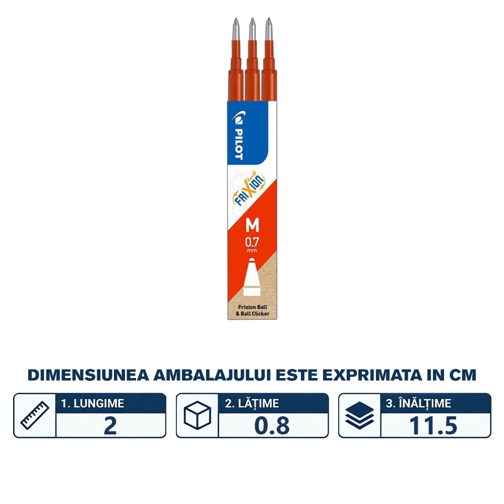 Rezerve Roller Frixion Ball, 0.7mm, Rosii, 3 buc/set - PILOT - imagine 2
