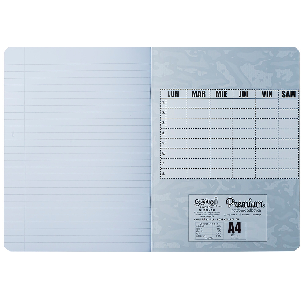 Caiet A4, 52 file DR, Premium, 75g, Boys Collection - S-COOL - imagine 6