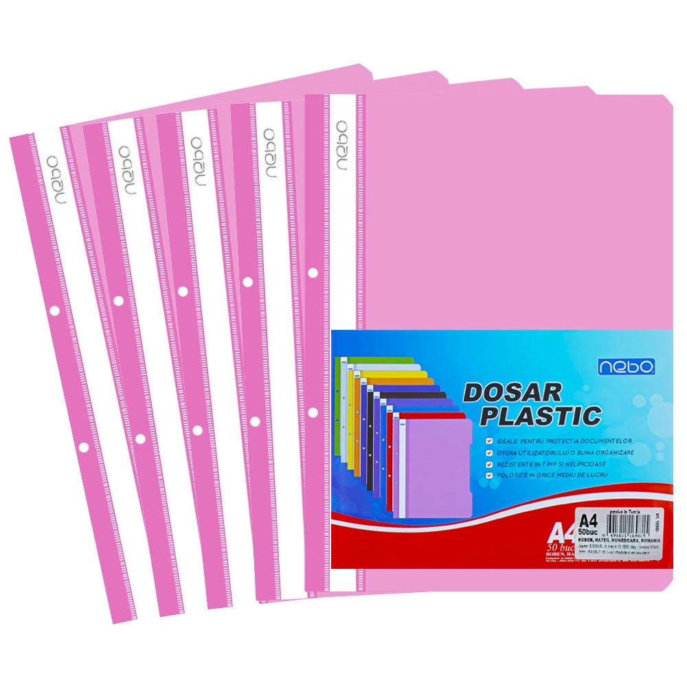 Dosar plastic A4, Roz - NEBO
