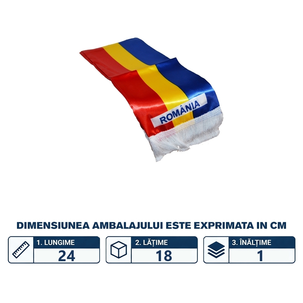 Fular steag Romania, sintetic - imagine 2