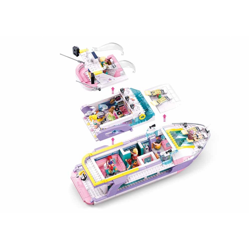 Set de constructie Girl's dream, 1108 piese, Iaht de lux - Sluban - imagine 2