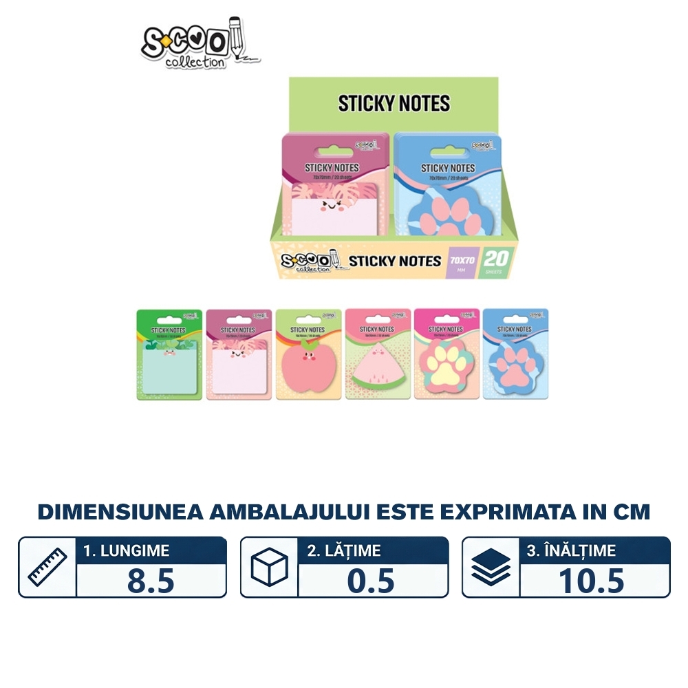 Notes adeziv, diverse forme, 70x70 mm - S-COOL - imagine 2