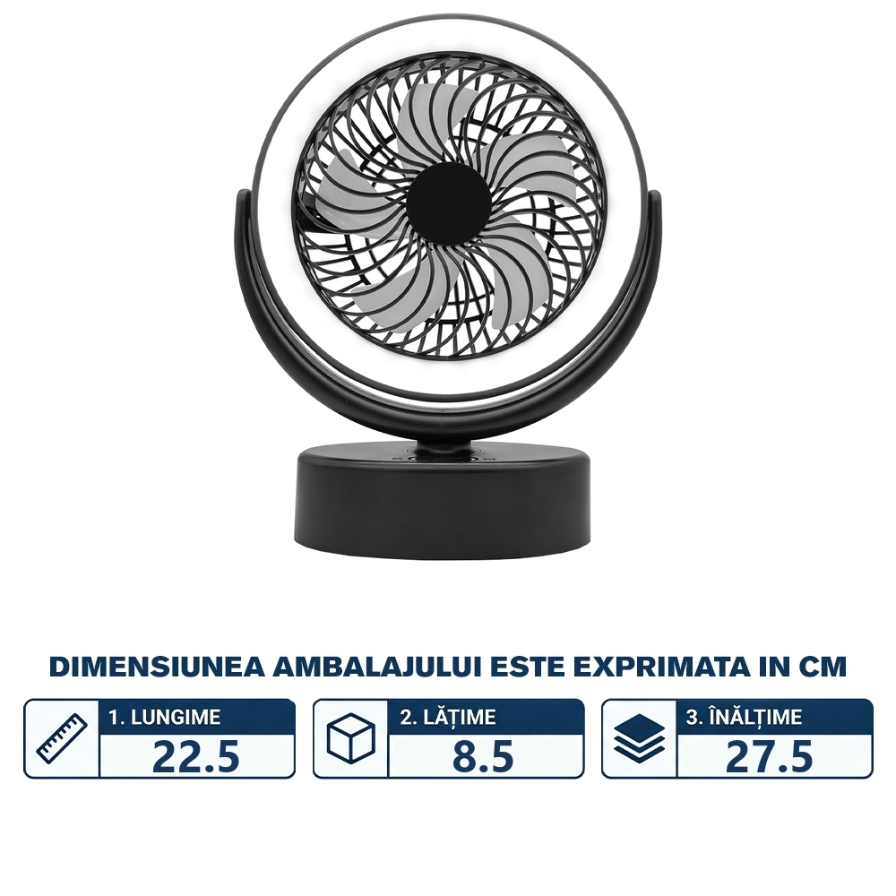 Ventilator de birou, incarcare USB - imagine 2