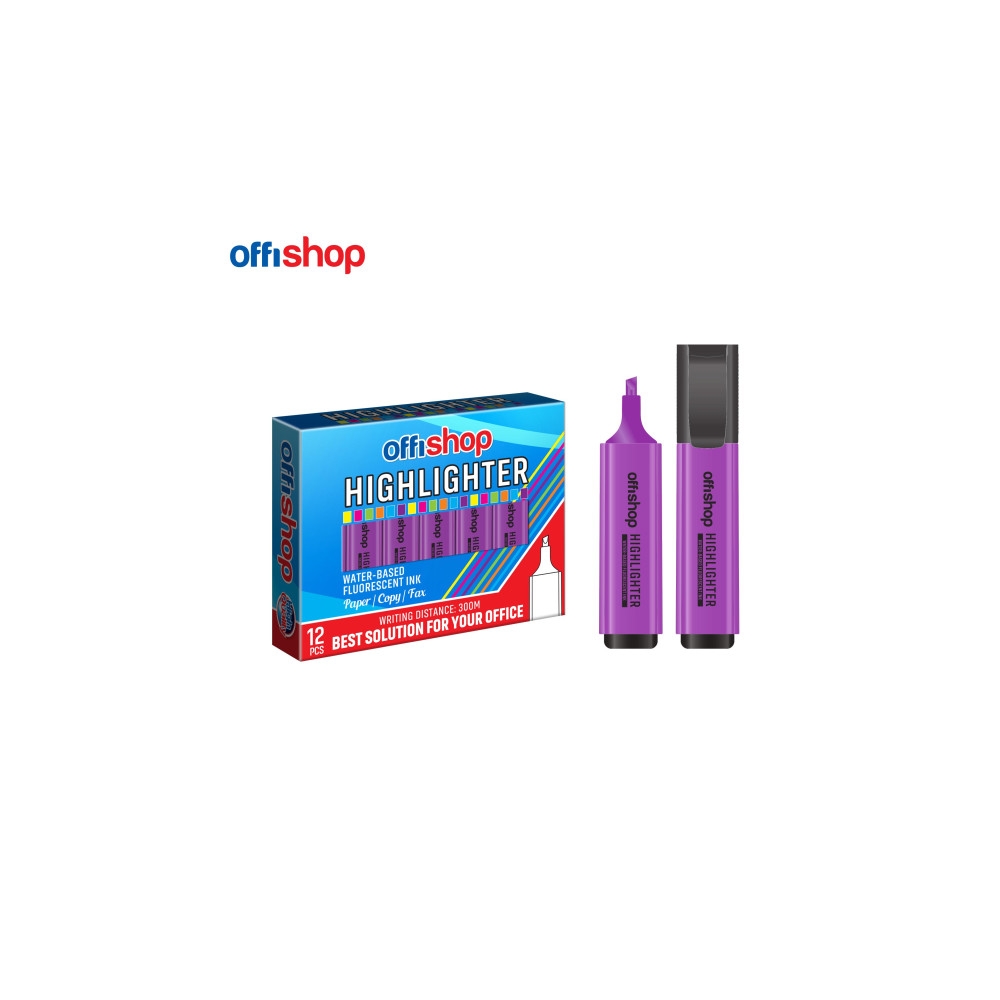 Textmarker fluorescent mov, 1-5mm, 12 buc/set - OFFISHOP