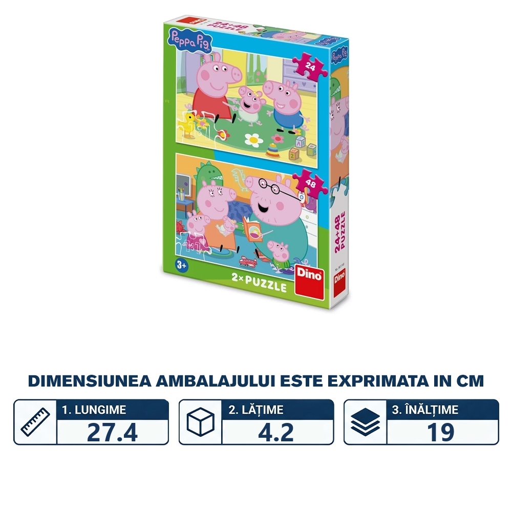 Puzzle 24+48 piese, Peppa Pig: Acasa - DINO TOYS - imagine 2