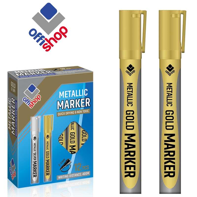Marker permanent auriu, 2-4 mm, 12 buc/set - OFFISHOP