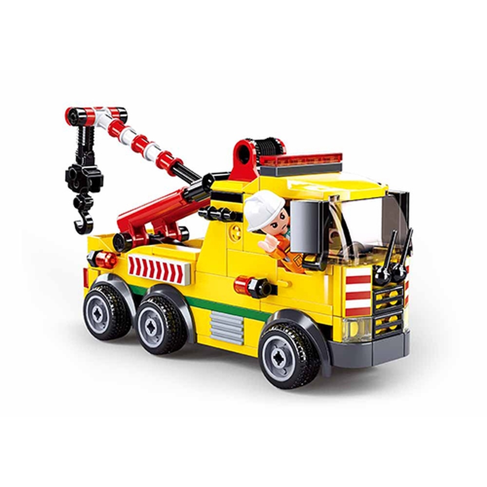 Set de constructie Town, 205 piese, Masina de tractare + motocicleta - Sluban - imagine 3