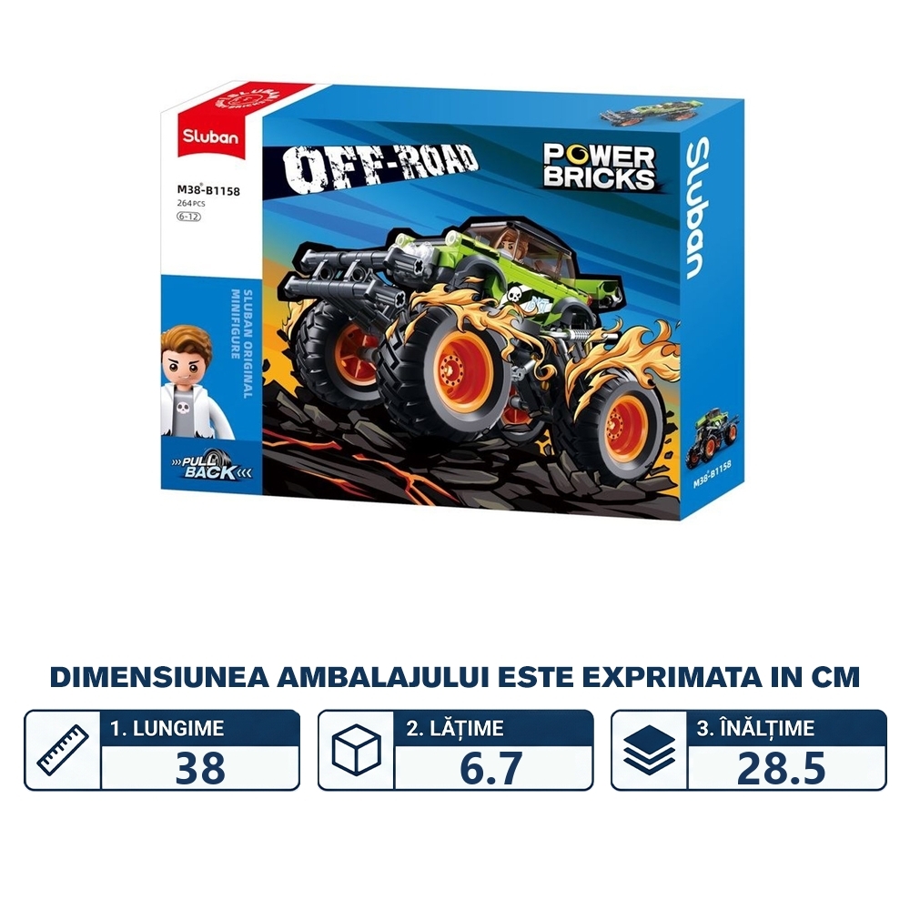 Set de constructie Off-Road, 264 piese, Monster Truck - Sluban - imagine 2