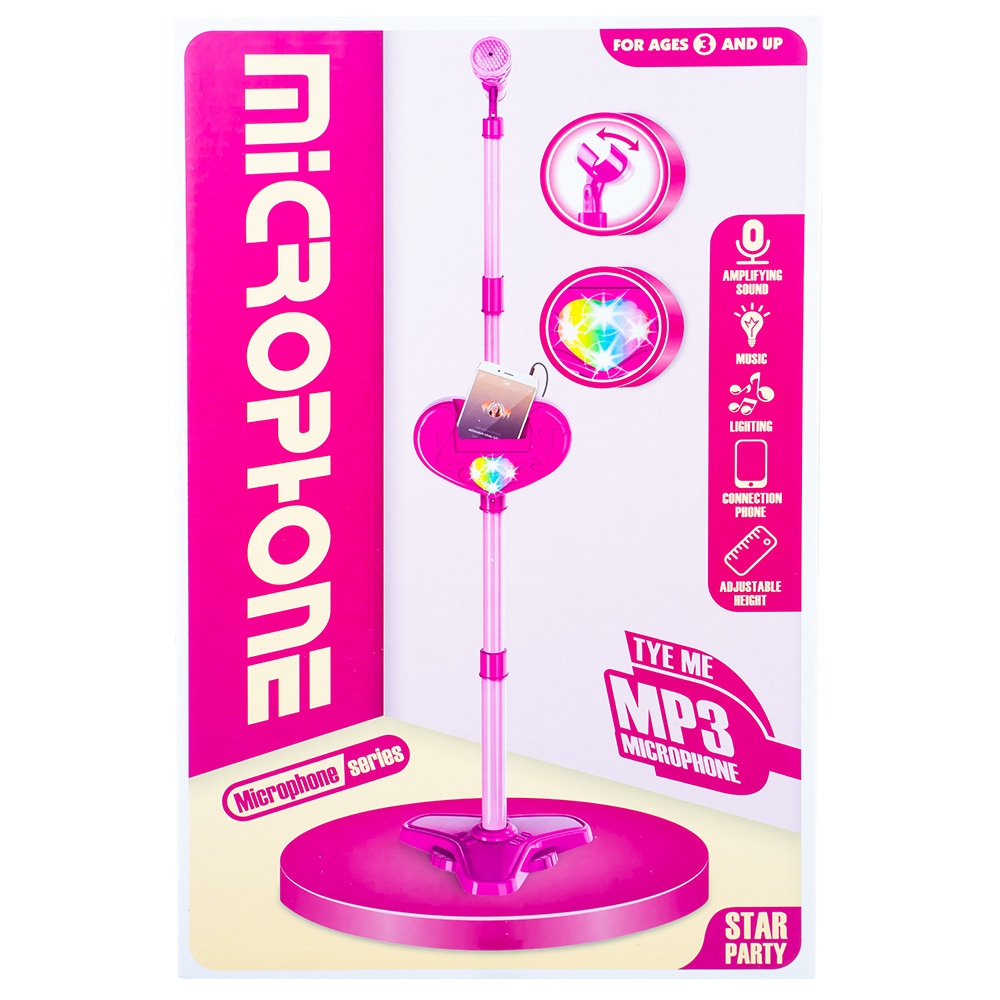 Microfon cu baterii si suport, pentru fete - imagine 3