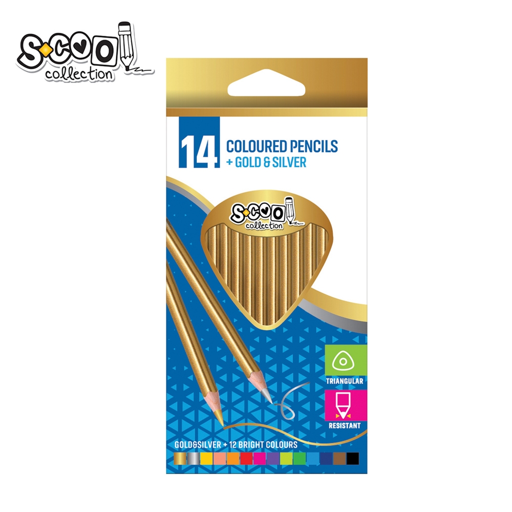 Creioane color,auriu,argintiu, 14 culori/set - S-COOL - imagine 4