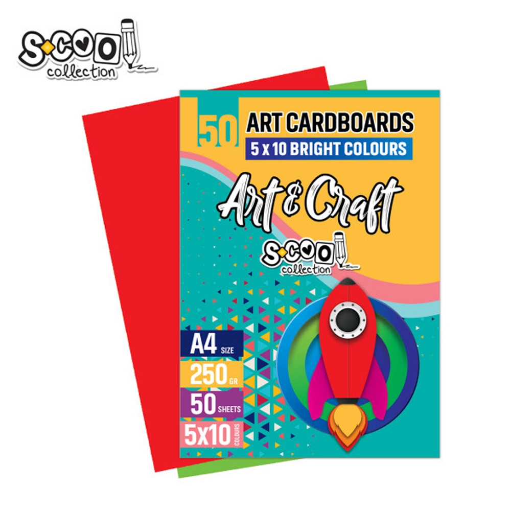 Carton color A4, 250g, 50 coli, 10 culori/set - S-COOL
