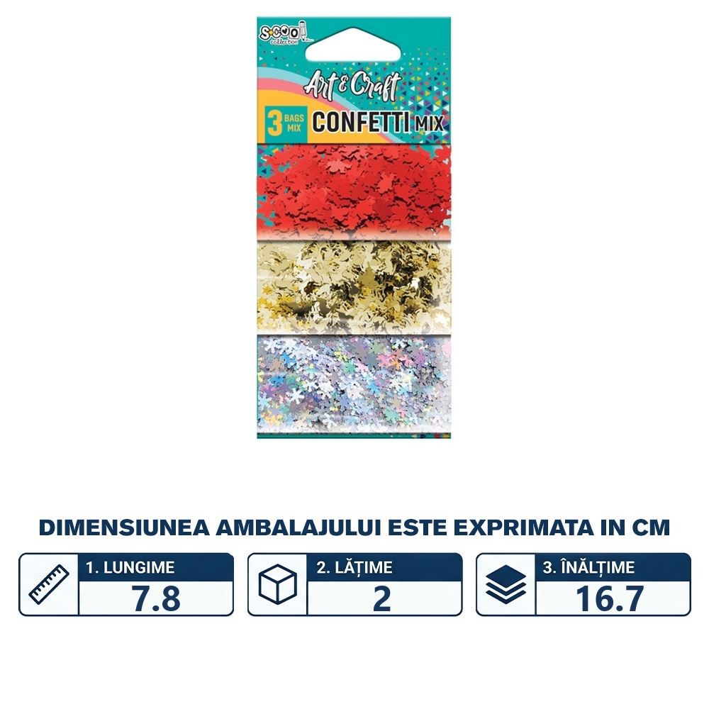 Accesorii craft, confetti modele Craciun, 3x7 gr - S-COOL - imagine 2